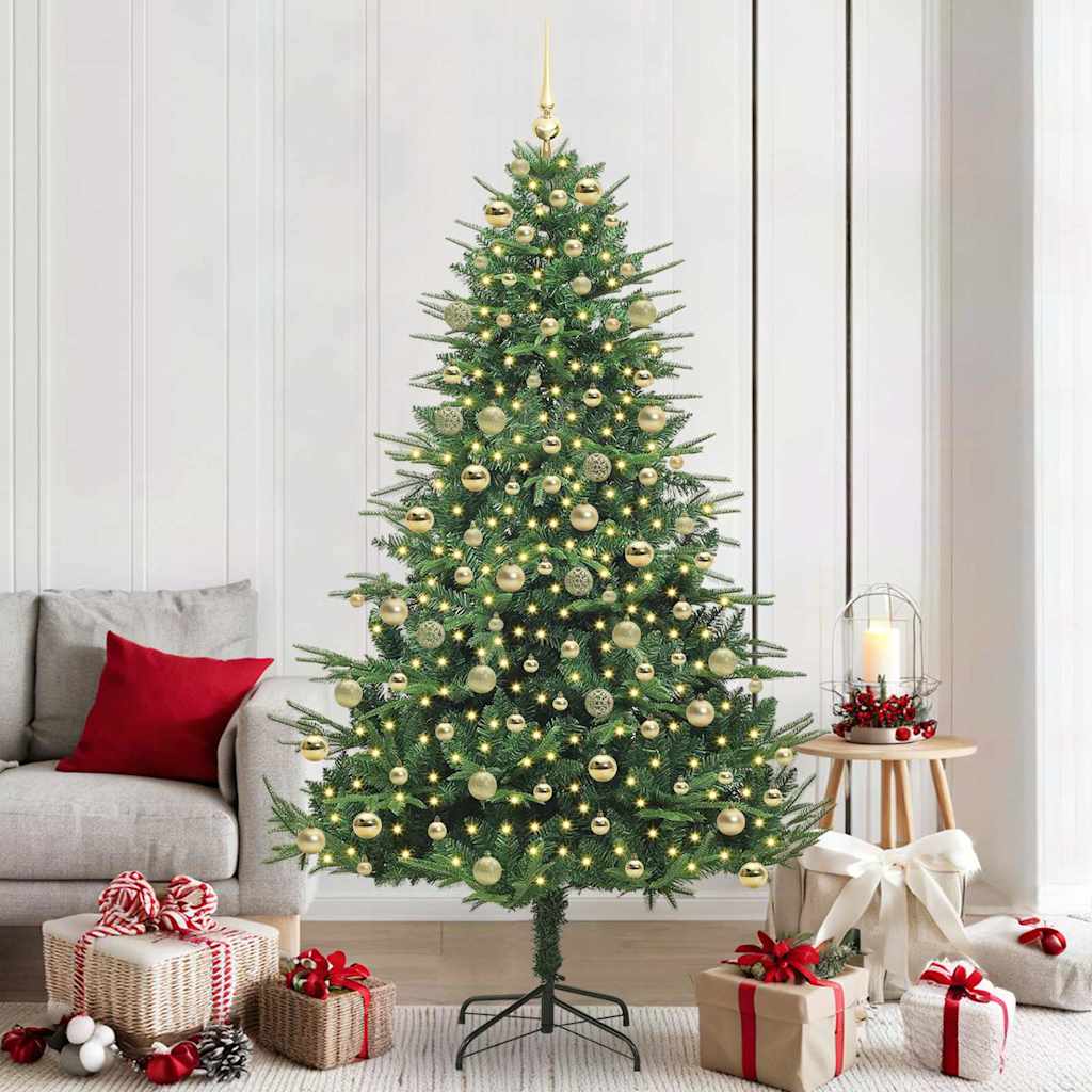 Artificial Pre-lit Christmas Tree with Ball Set Green 210 cm