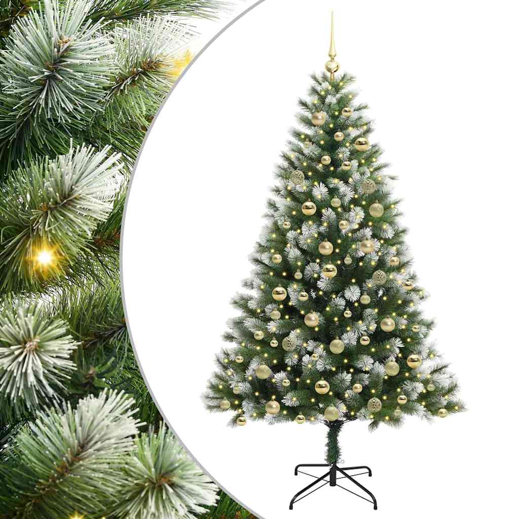 Artificial Hinged Christmas Tree with Flocked Snow 300 LEDs