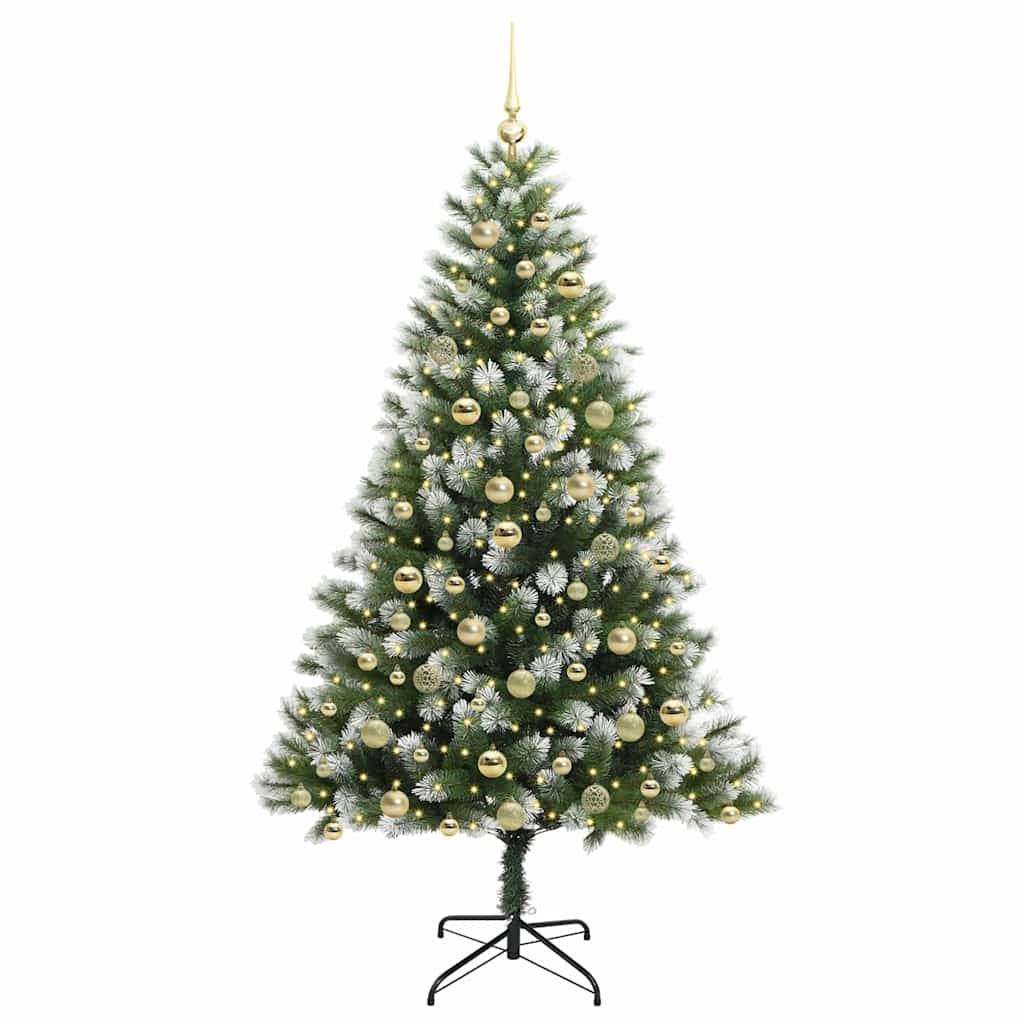 Artificial Hinged Christmas Tree with Flocked Snow 300 LEDs