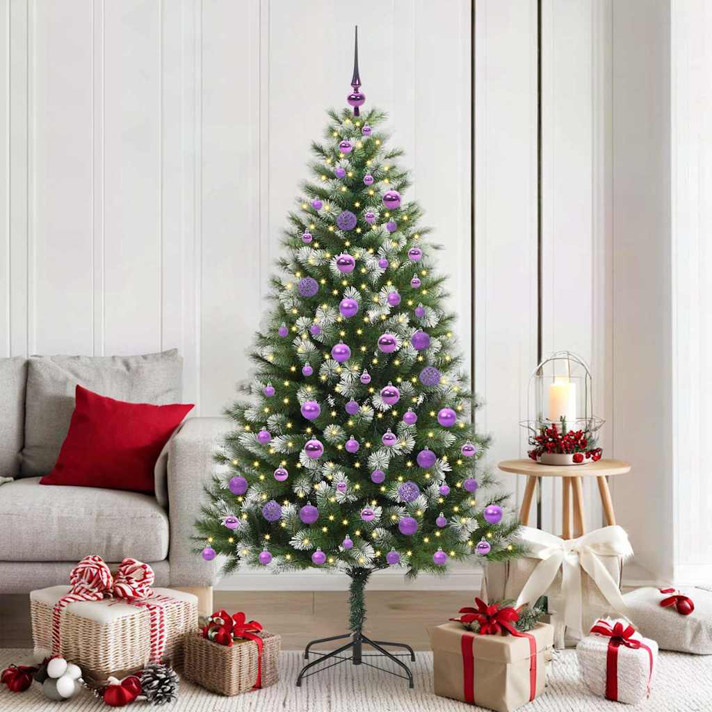 Artificial Hinged Christmas Tree with Flocked Snow 180 cm