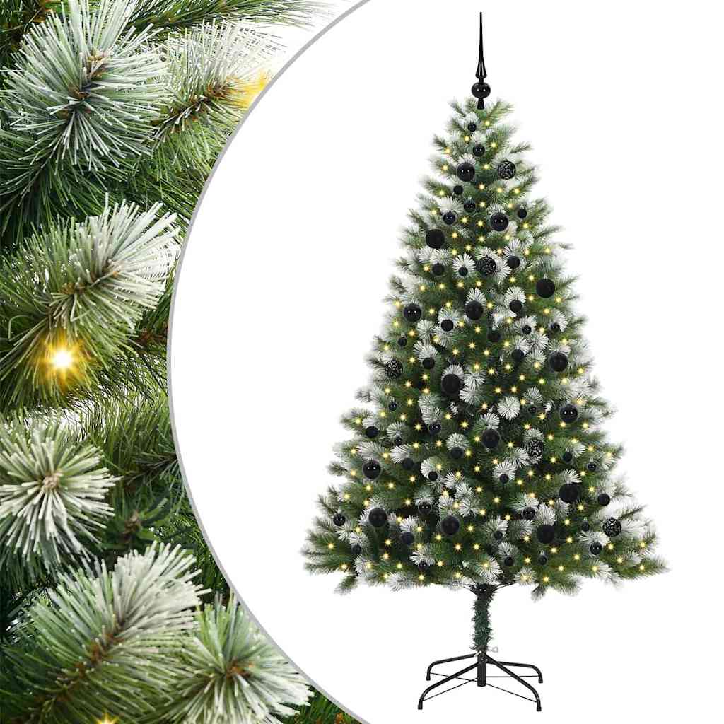 Artificial Hinged Christmas Tree with Flocked Snow 210 cm