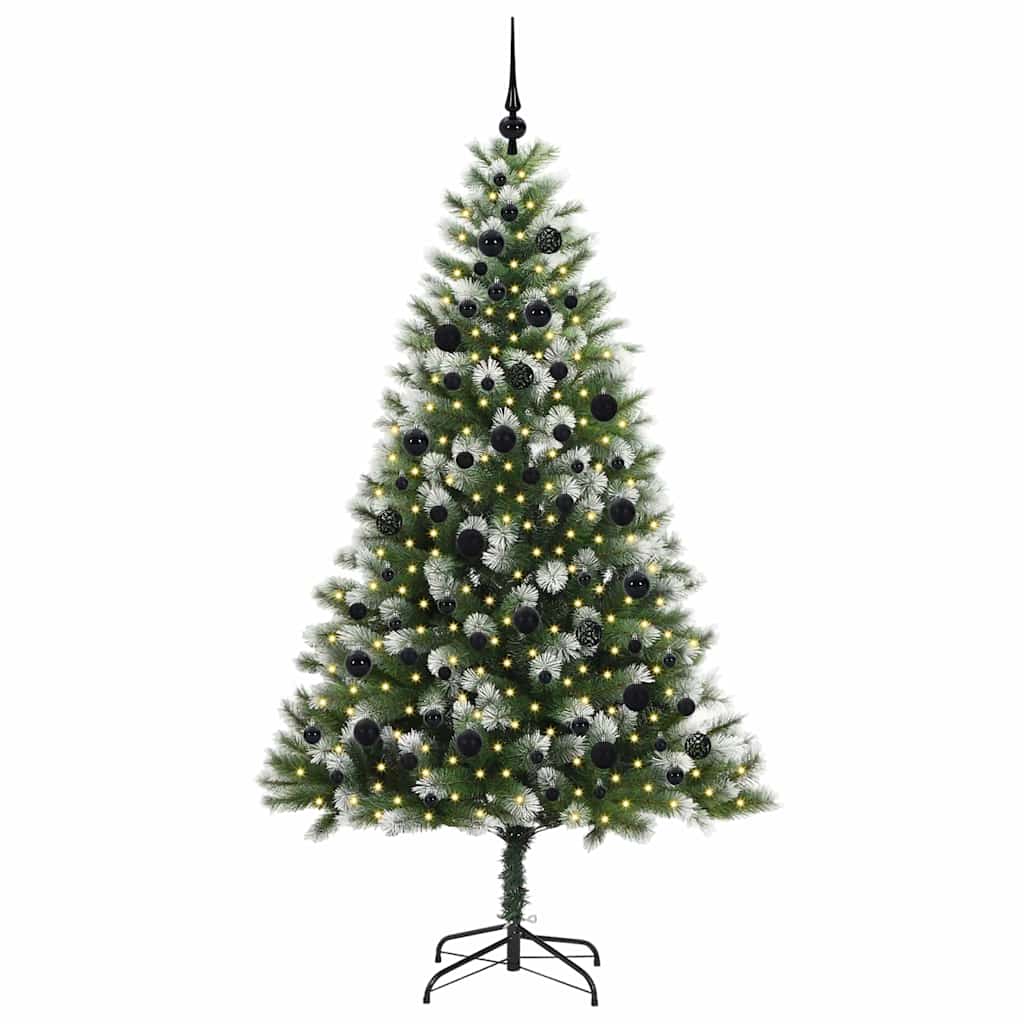 Artificial Hinged Christmas Tree with Flocked Snow 210 cm