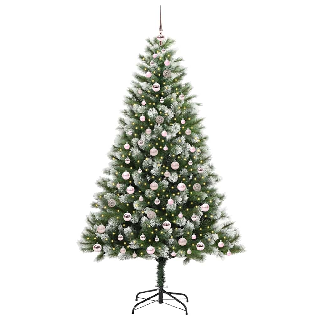 Artificial Hinged Christmas Tree with Flocked Snow 210 cm