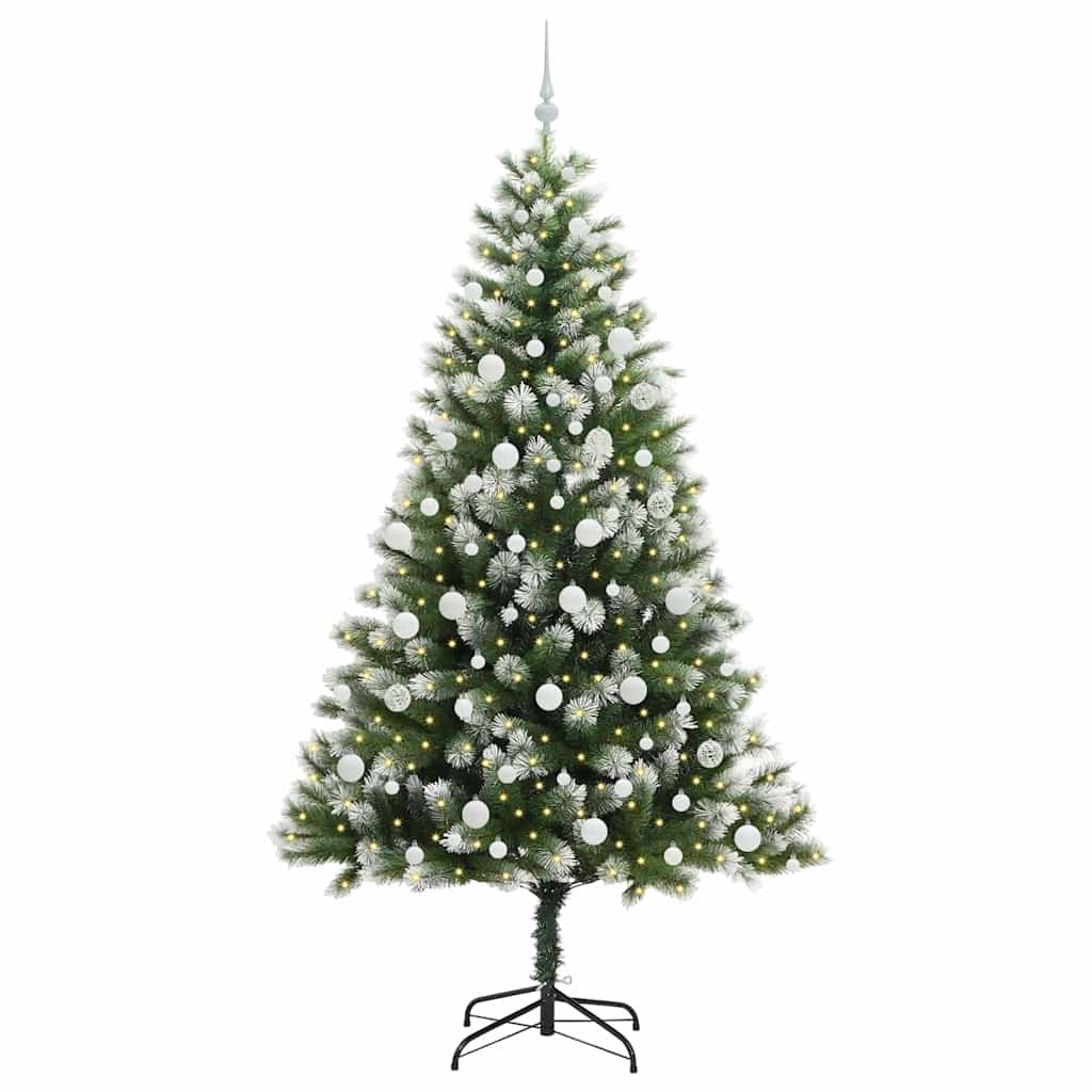 Artificial Hinged Christmas Tree with Flocked Snow 210 cm