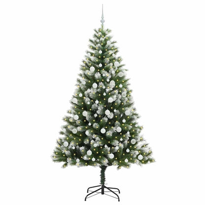 Artificial Hinged Christmas Tree with Flocked Snow 210 cm