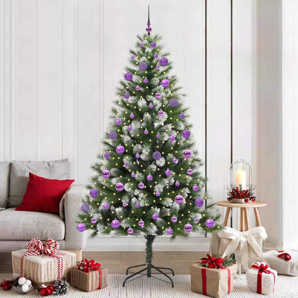 Artificial Hinged Christmas Tree with Flocked Snow 210 cm