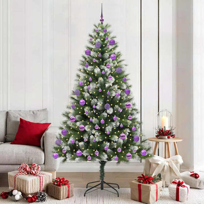 Artificial Hinged Christmas Tree with Flocked Snow 210 cm