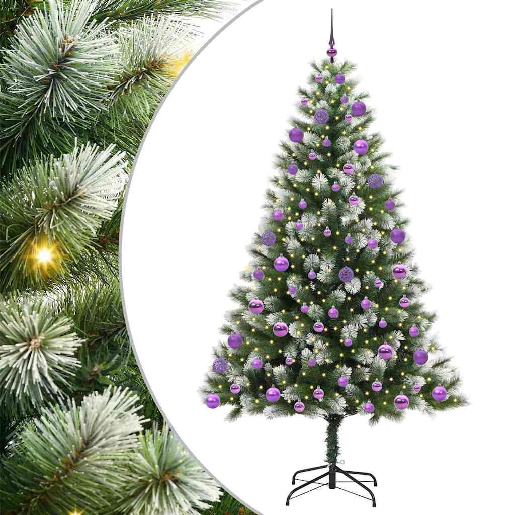 Artificial Hinged Christmas Tree with Flocked Snow 210 cm