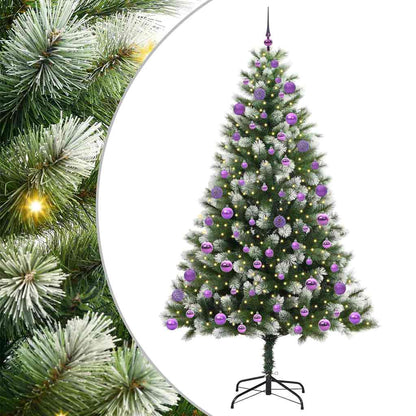 Artificial Hinged Christmas Tree with Flocked Snow 210 cm
