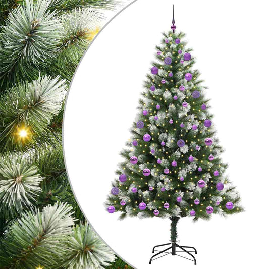 Artificial Hinged Christmas Tree with Flocked Snow 300 LEDs