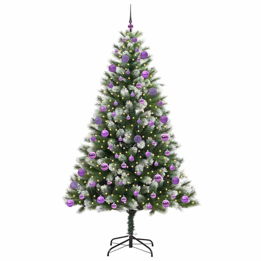 Artificial Hinged Christmas Tree with Flocked Snow 210 cm