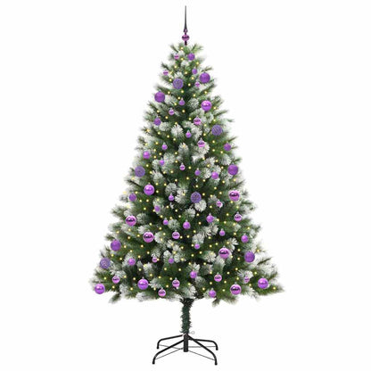 Artificial Hinged Christmas Tree with Flocked Snow 210 cm