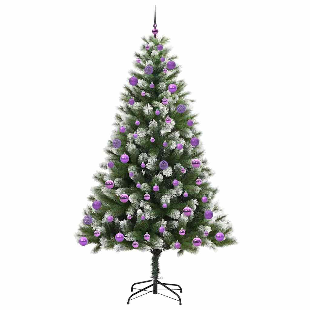 Artificial Hinged Christmas Tree with Flocked Snow 210 cm