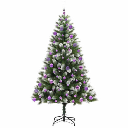 Artificial Hinged Christmas Tree with Flocked Snow 210 cm