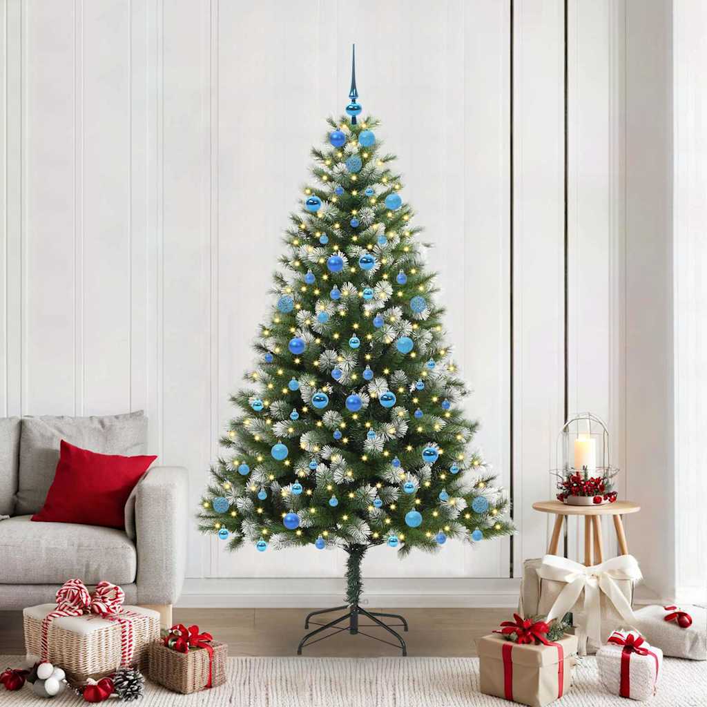 Artificial Hinged Christmas Tree with Flocked Snow 210 cm