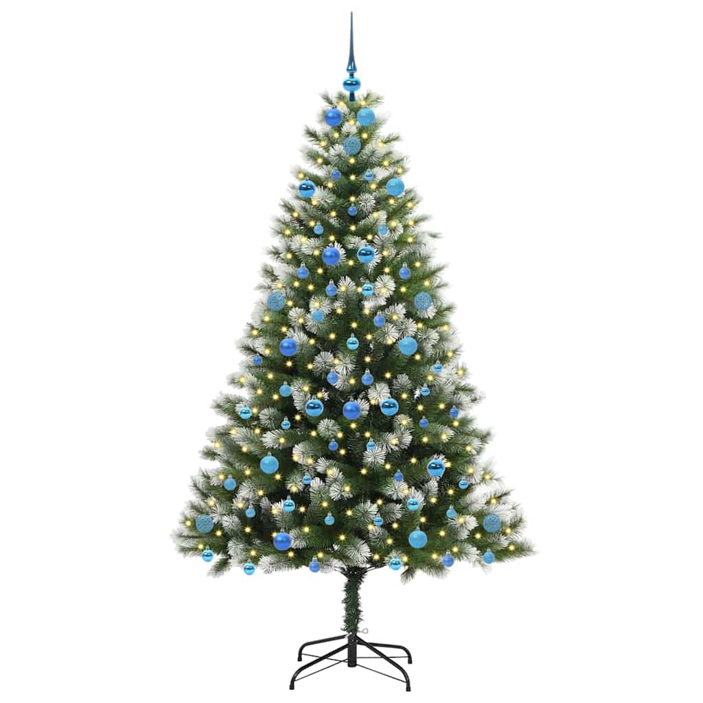 Artificial Hinged Christmas Tree with Flocked Snow 210 cm