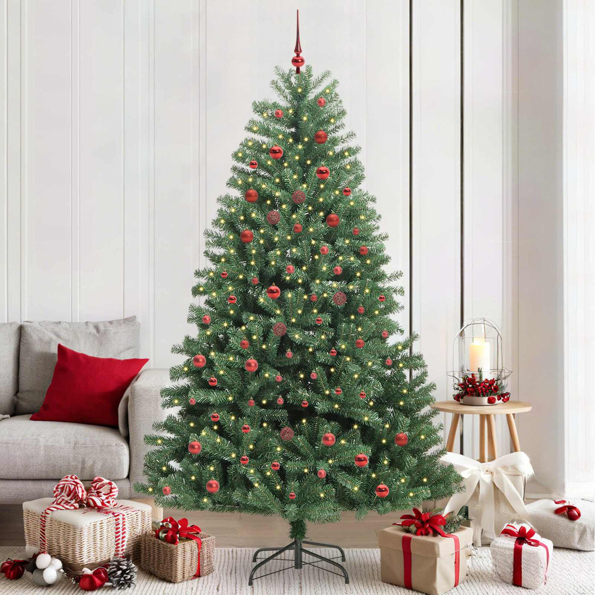 Artificial Hinged Christmas Tree Green 210 cm PVC and Metal