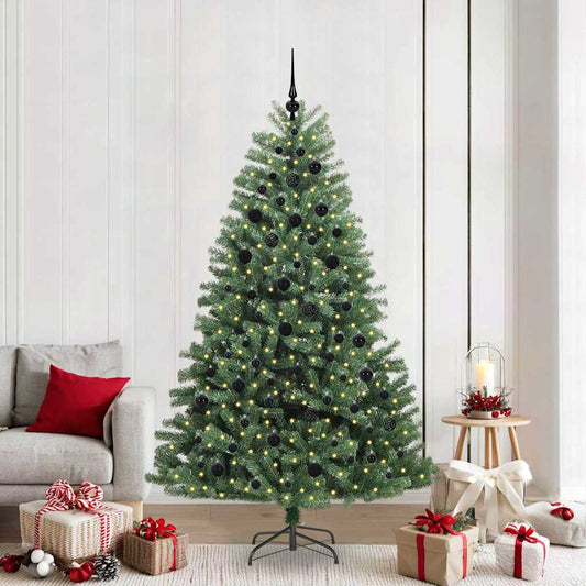 Artificial Hinged Christmas Tree Green 210 cm PVC and Metal