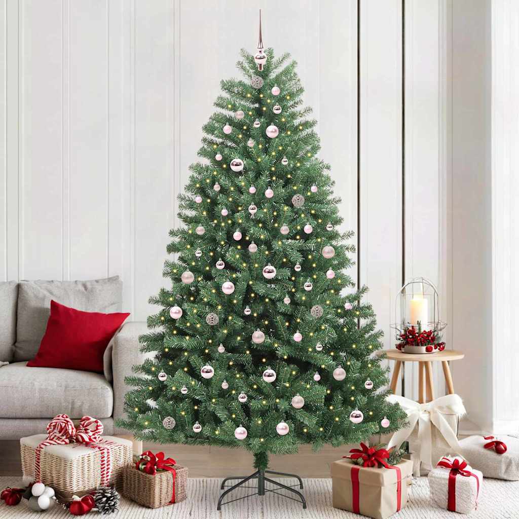 Artificial Hinged Christmas Tree Green 210 cm PVC and Metal