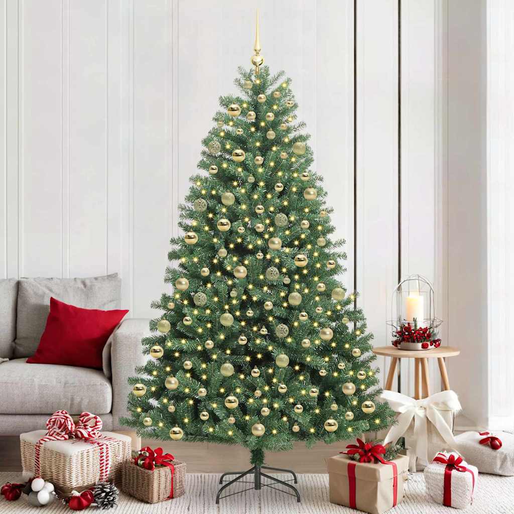 Artificial Hinged Christmas Tree Green 210 cm PVC and Metal