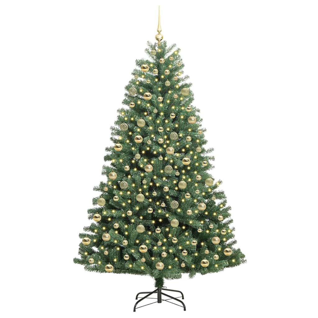 Artificial Hinged Christmas Tree Green 210 cm PVC and Metal