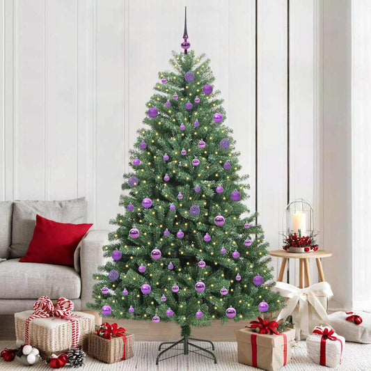 Artificial Hinged Christmas Tree Green 210 cm PVC and Metal