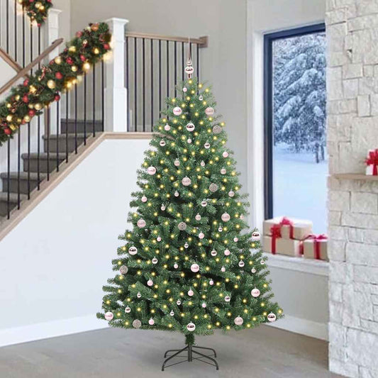 Artificial Hinged Christmas Tree Green 240 cm PVC and Metal