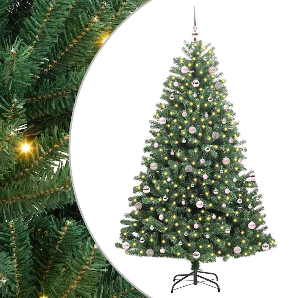 Artificial Hinged Christmas Tree Green 240 cm PVC and Metal