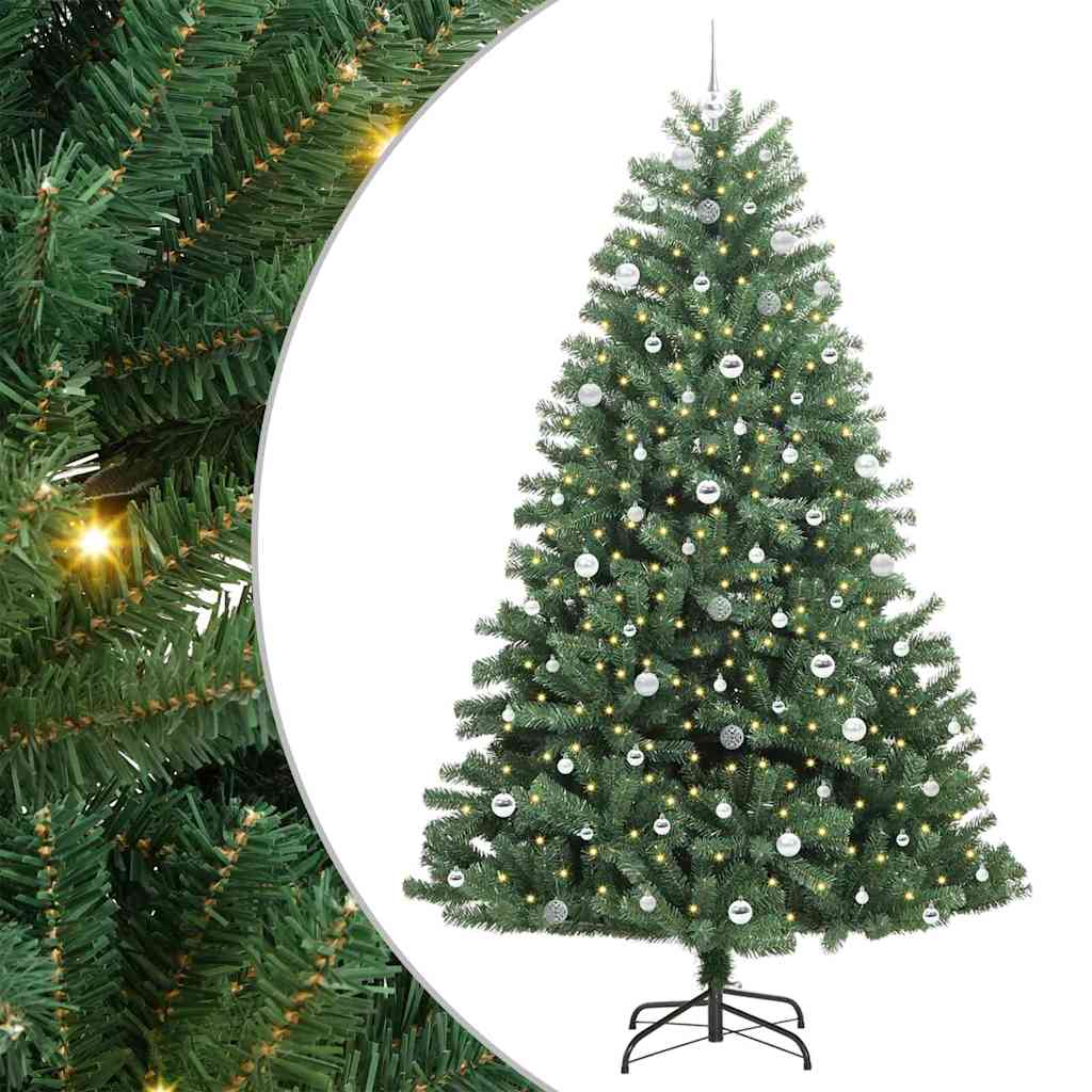 Artificial Hinged Christmas Tree Green 240 cm PVC and Metal