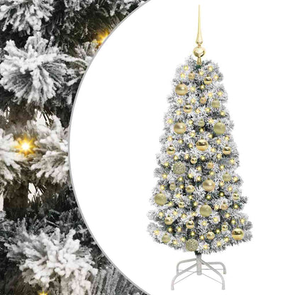 Artificial Hinged Christmas Tree Green and White 120 cm