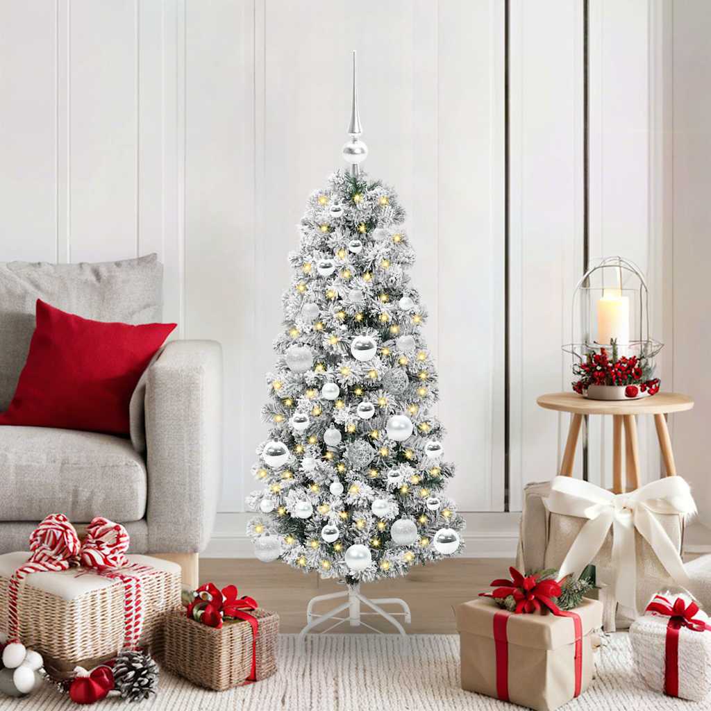 Artificial Hinged Christmas Tree Green and White 120 cm