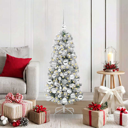 Artificial Hinged Christmas Tree Green and White 120 cm