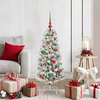 Artificial Hinged Christmas Tree Green and White 120 cm
