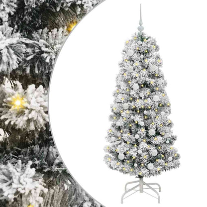 Artificial Hinged Christmas Tree Green and White 150 cm