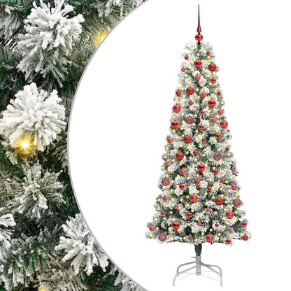 Artificial Hinged Christmas Tree Green and White 180 cm