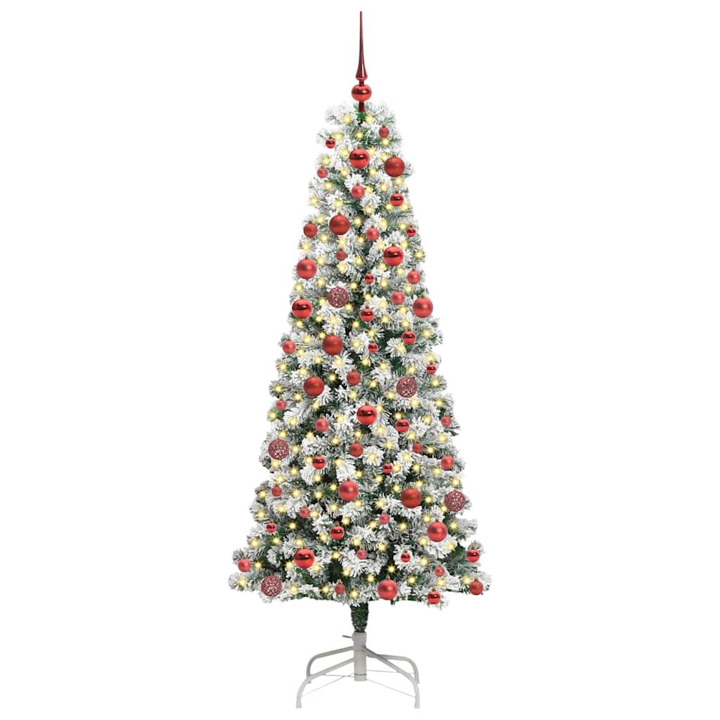 Artificial Hinged Christmas Tree Green and White 180 cm