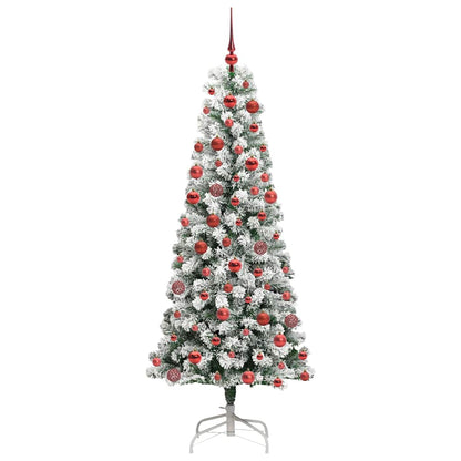 Artificial Hinged Christmas Tree Green and White 180 cm