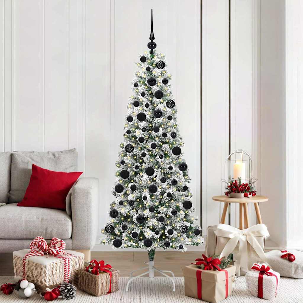 Artificial Hinged Christmas Tree Green and White 180 cm