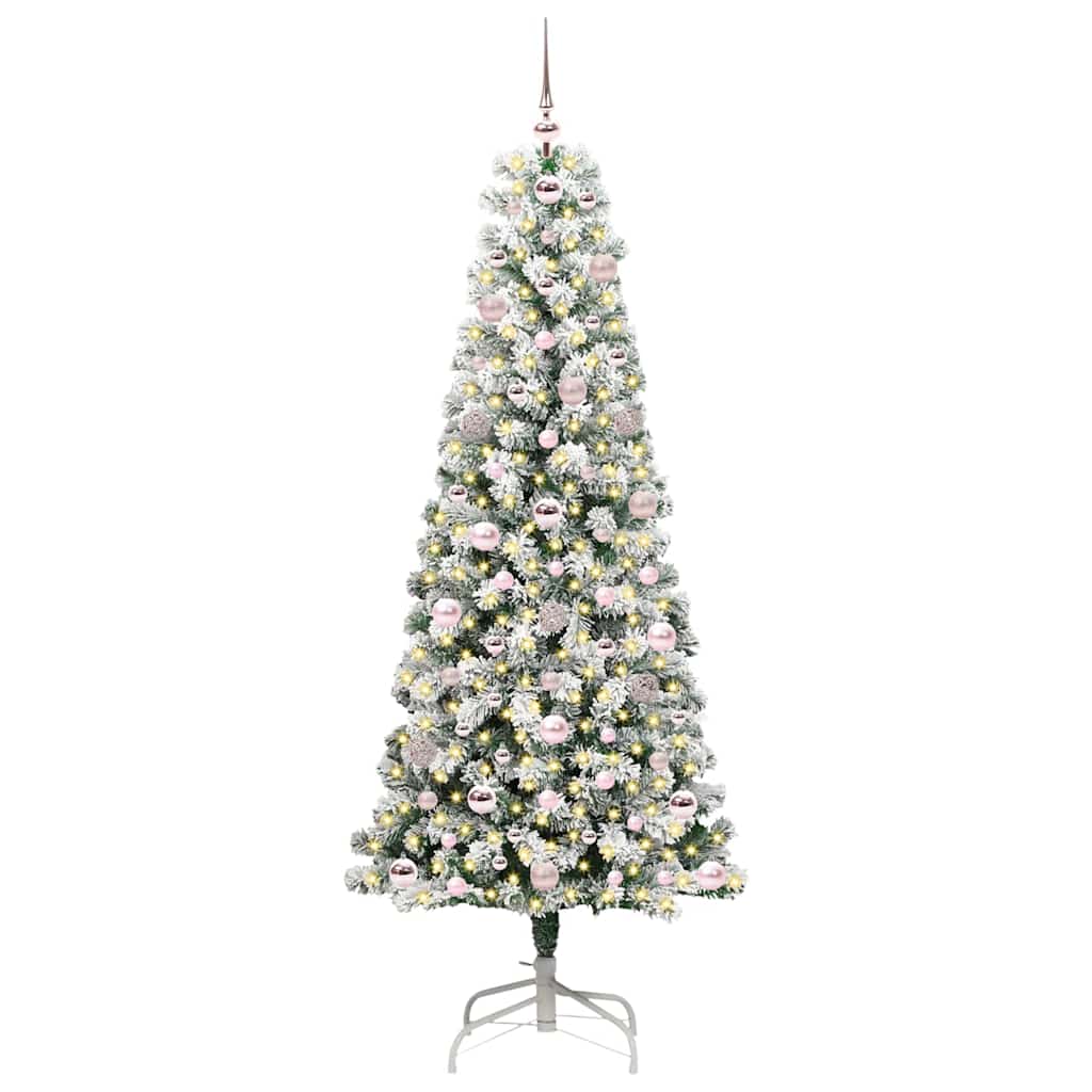 Artificial Hinged Christmas Tree Green and White 180 cm