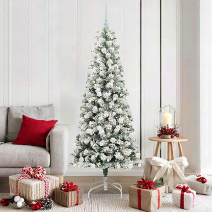 Artificial Hinged Christmas Tree Green and White 180 cm