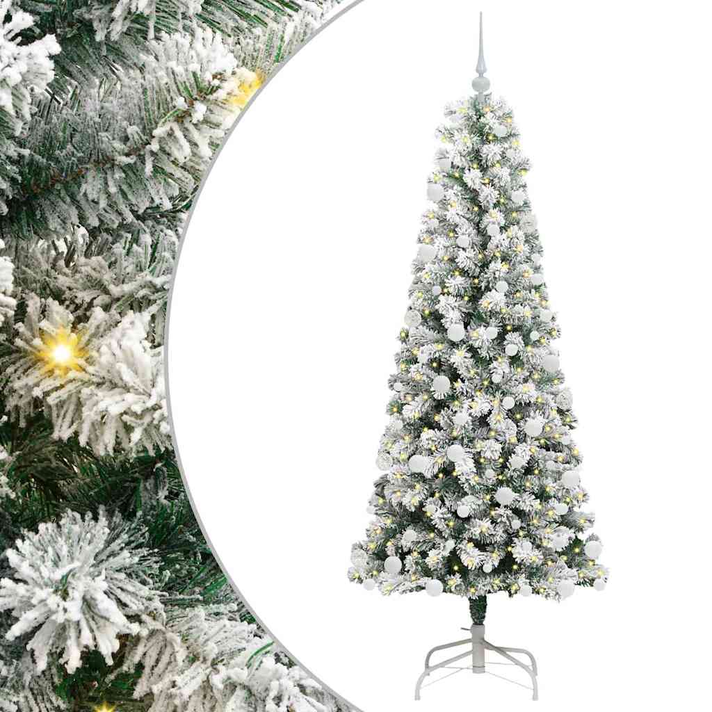 Artificial Hinged Christmas Tree Green and White 180 cm