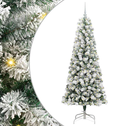Artificial Hinged Christmas Tree Green and White 180 cm