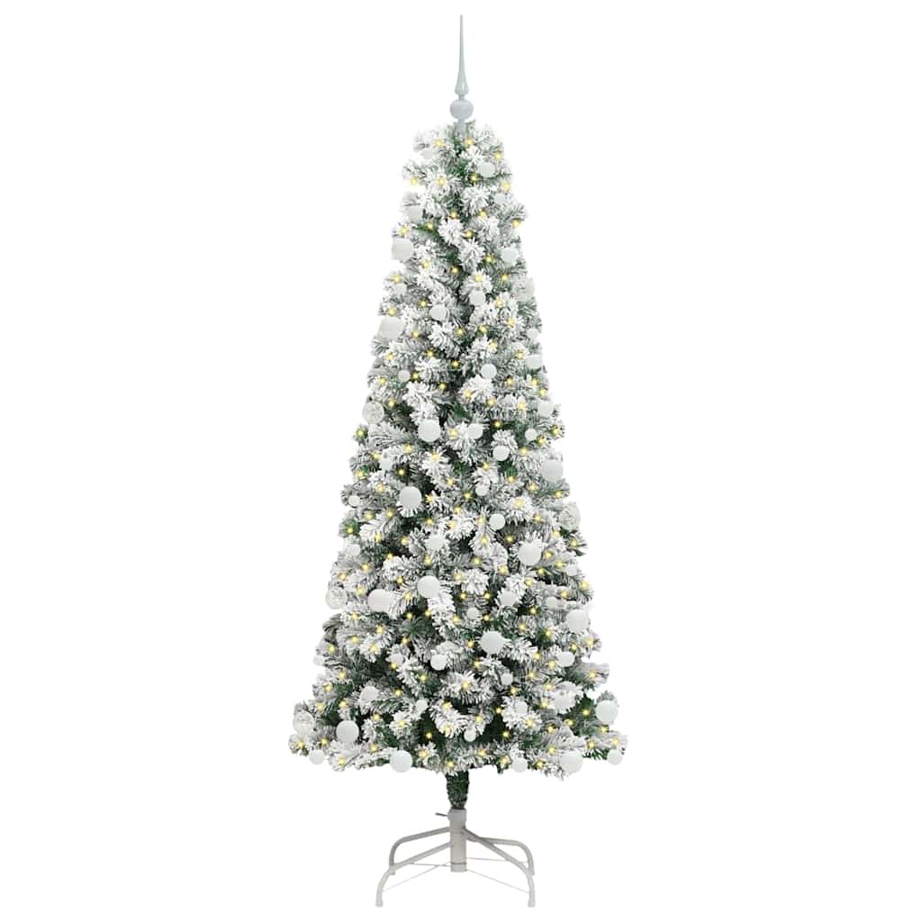 Artificial Hinged Christmas Tree Green and White 180 cm