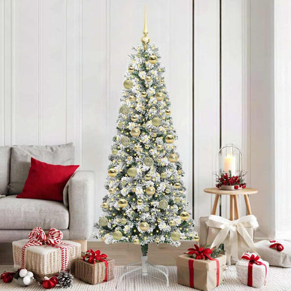 Artificial Hinged Christmas Tree Green and White 180 cm