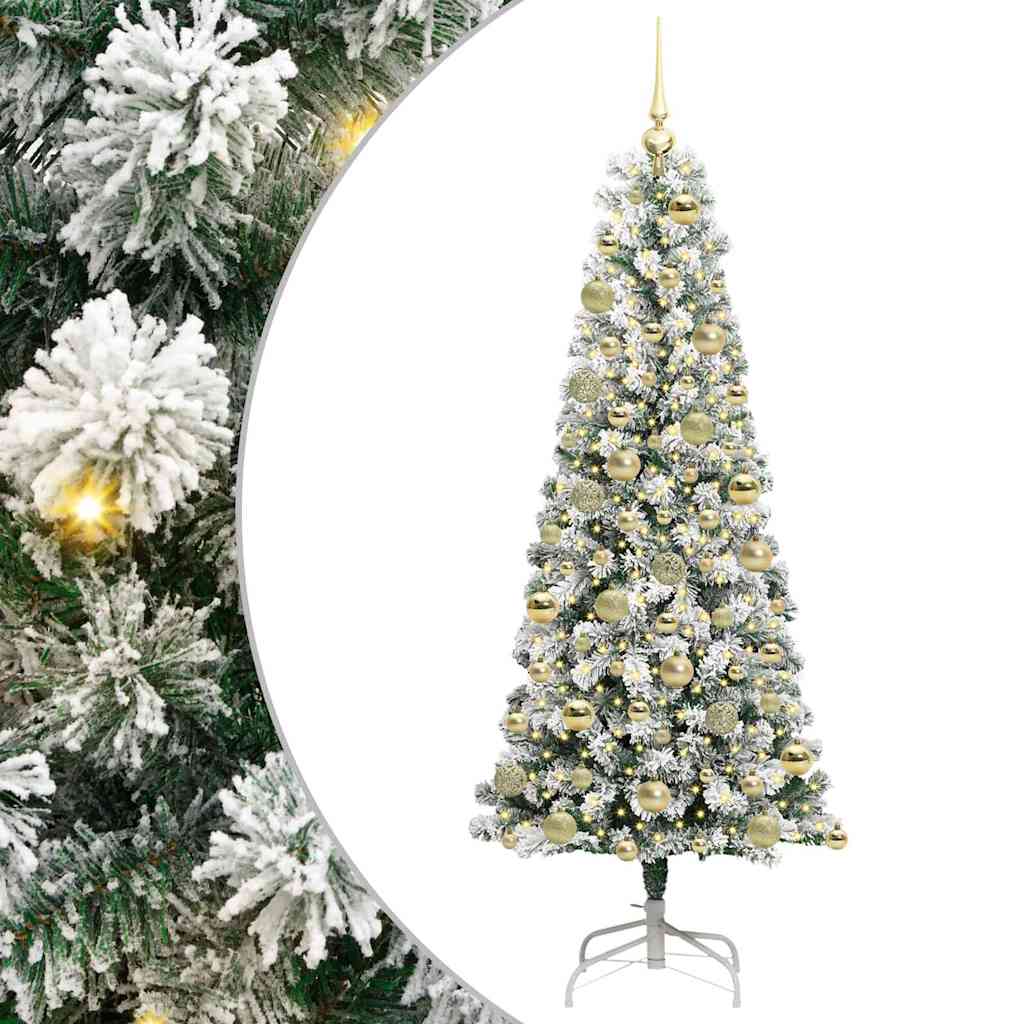 Artificial Hinged Christmas Tree Green and White 180 cm