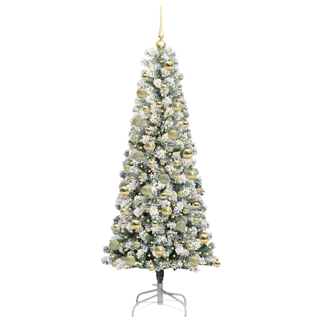 Artificial Hinged Christmas Tree Green and White 180 cm
