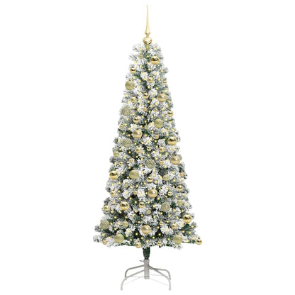 Artificial Hinged Christmas Tree Green and White 180 cm