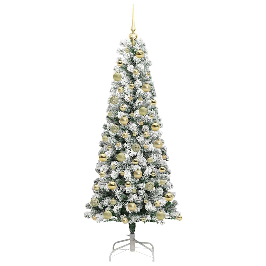 Artificial Hinged Christmas Tree Green and White 180 cm