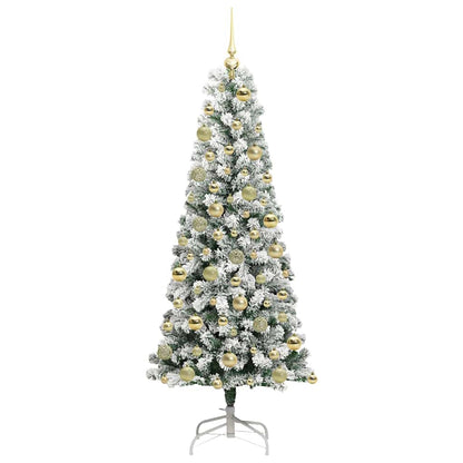 Artificial Hinged Christmas Tree Green and White 180 cm