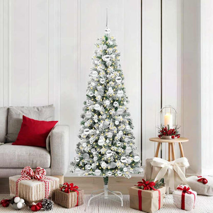 Artificial Hinged Christmas Tree Green and White 180 cm